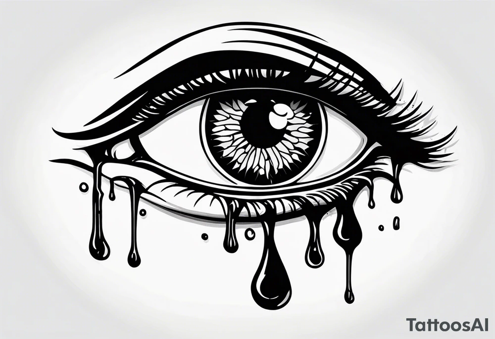 Bleeding eye tears flow tattoo idea