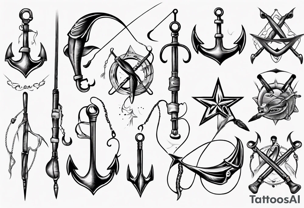 Fishing hooks crossed tattoo idea