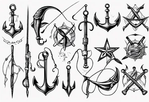 Fishing hooks crossed tattoo idea