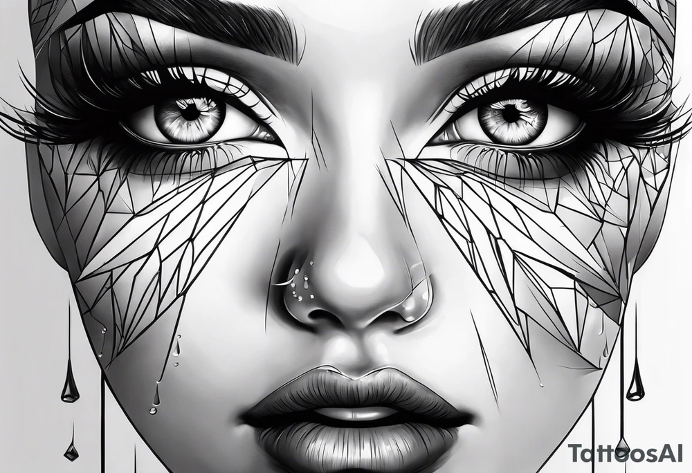 Realistic eye crying tears tattoo idea