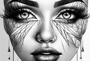 Realistic eye crying tears tattoo idea