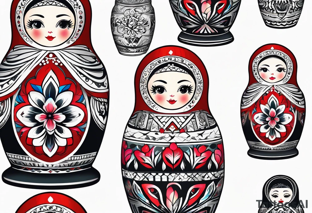 Matryoshka with geometric design, tattoo idea