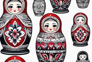 Matryoshka with geometric design, tattoo idea