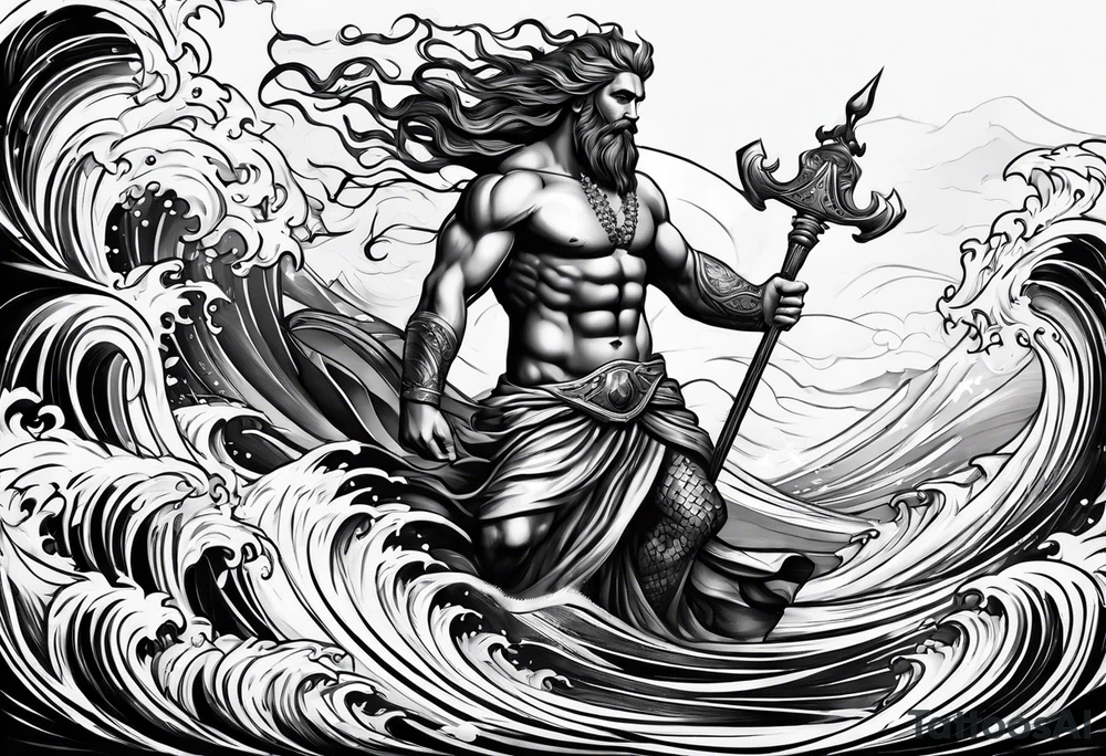 Poseidon mit umhang tattoo idea