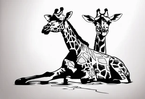 giraffe old trash polka tattoo idea