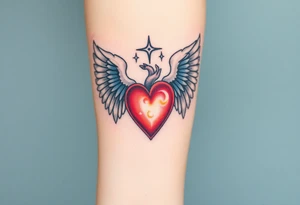 catholic sacred heart with angel wings tattoo idea