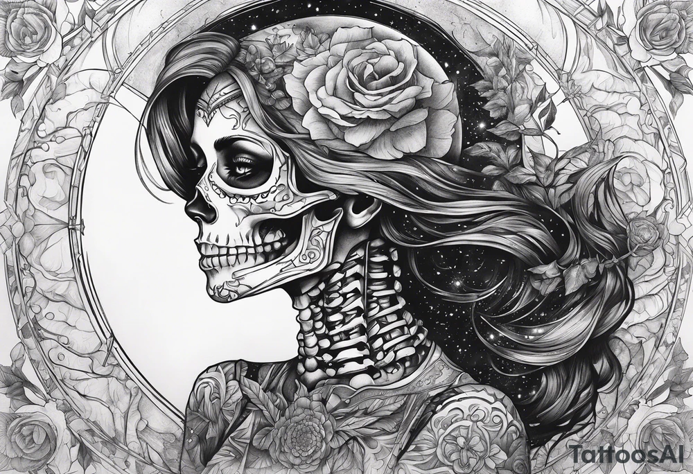 Universe with a skeleton tattoo idea