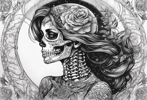 Universe with a skeleton tattoo idea