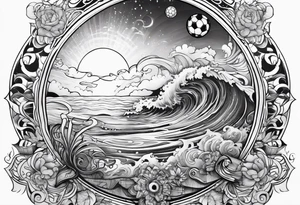 God with soccer and lighting with an ocean tattoo idea