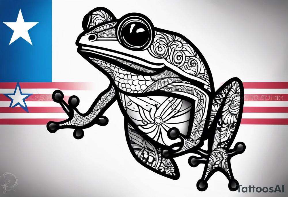 coqui wearing flag of puerto Rico. tattoo idea