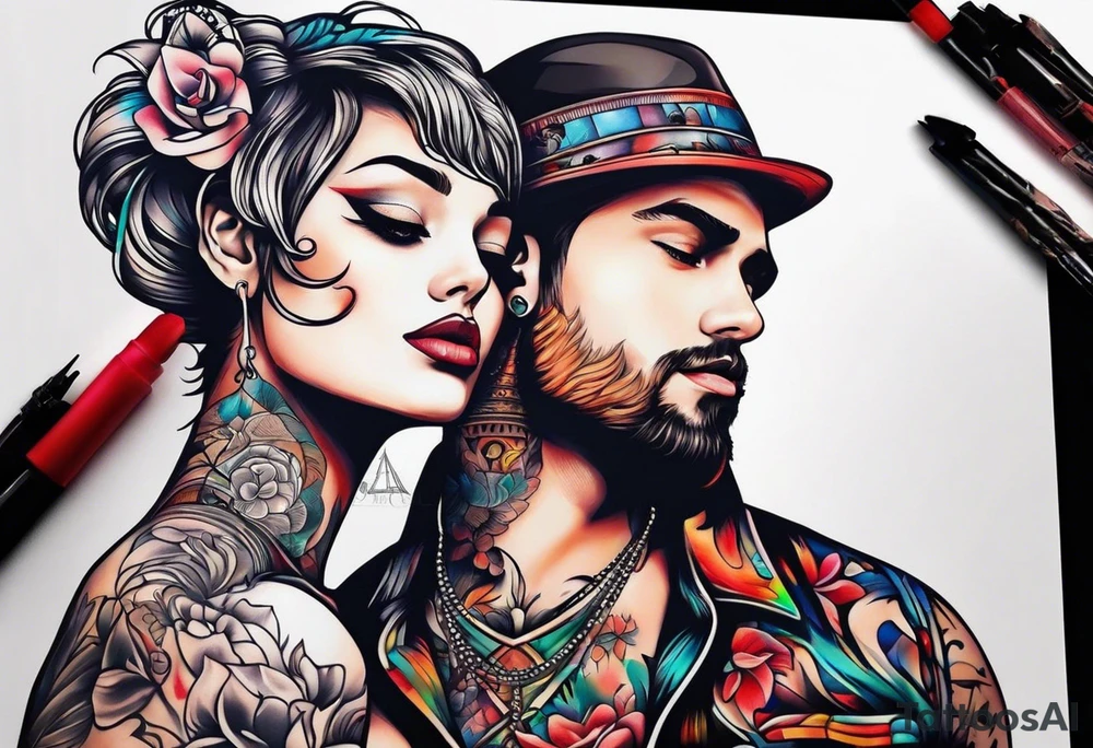 Couple tattoos with each other initials tattoo idea