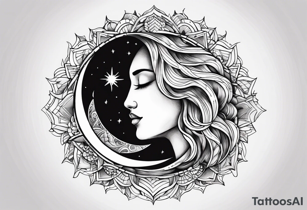 Sun kissing the moon tattoo idea