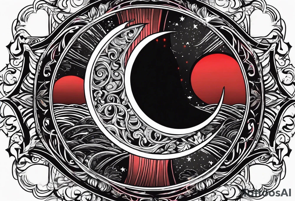 black solar eclipse with red light behind it tattoo idea