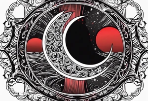 black solar eclipse with red light behind it tattoo idea