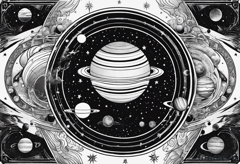 symbolist version of the solar system tattoo idea