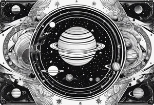 symbolist version of the solar system tattoo idea