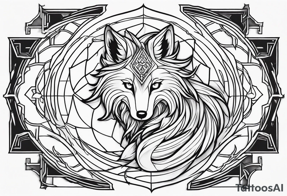 male nine tail fox tattoo idea