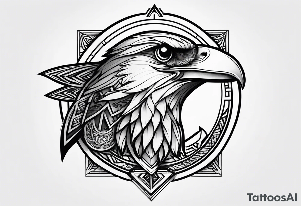 Valhalla symbol bird straight line tattoo idea