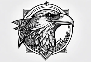 Valhalla symbol bird straight line tattoo idea