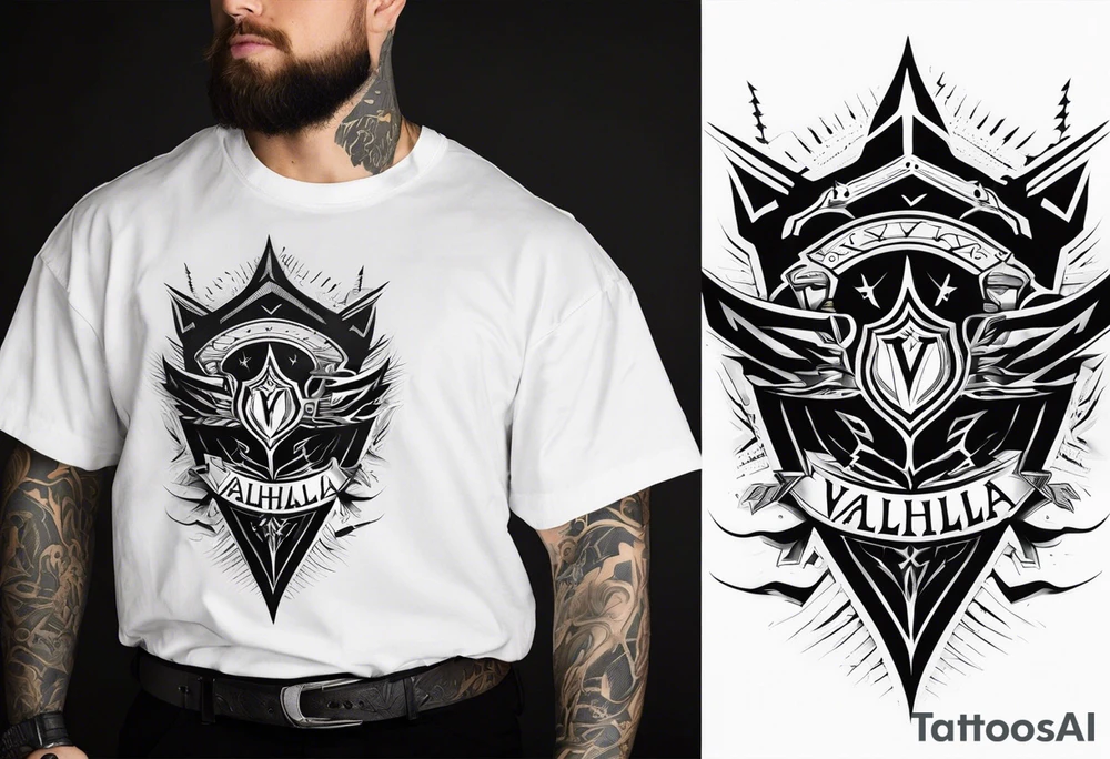 Valhalla sword shield lightning tattoo idea