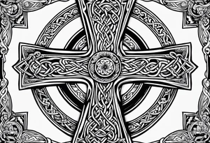 celtic cross with flowers tattoo idea