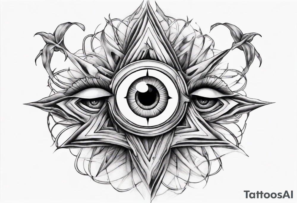Eye with two irises from the band Tool, inside a heptagram tattoo idea