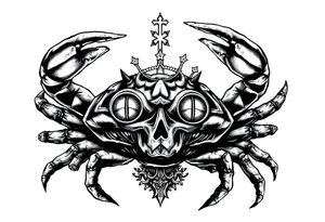 A king crab with the cancer zodiac visual and Huge eyes anti government symbols tattoo idea