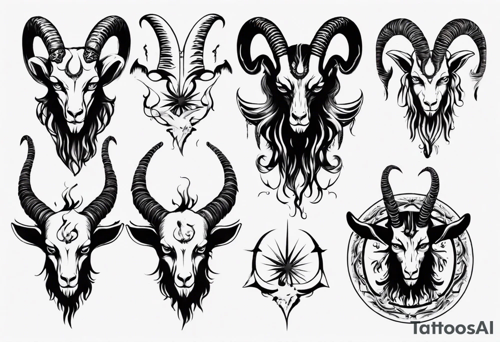 Baphomet full sleeve high contrast human like goat friendly but strong tattoo idea