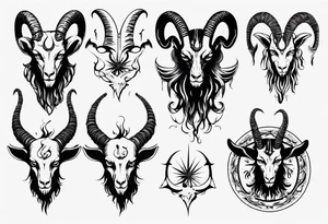 Baphomet full sleeve high contrast human like goat friendly but strong tattoo idea
