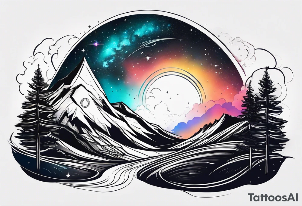 luminous trail that transcends time and space,. The trail blurs into existence, its edges pulsating with energy. tattoo idea