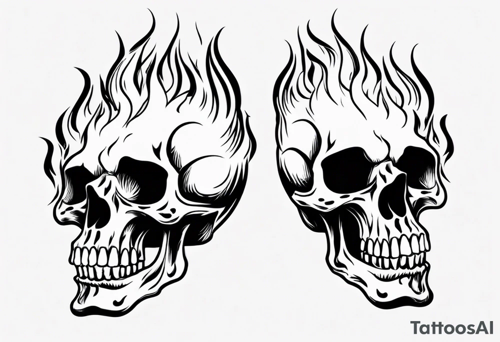 Skull from side with flames tattoo idea