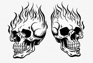 Skull from side with flames tattoo idea