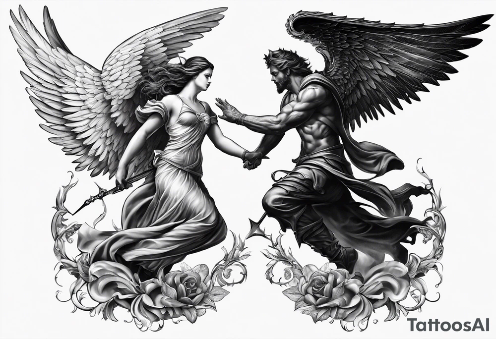 Angel vs Demon for all mankind tattoo idea