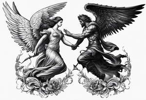 Angel vs Demon for all mankind tattoo idea