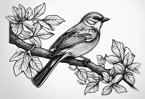 Bird oak tattoo idea