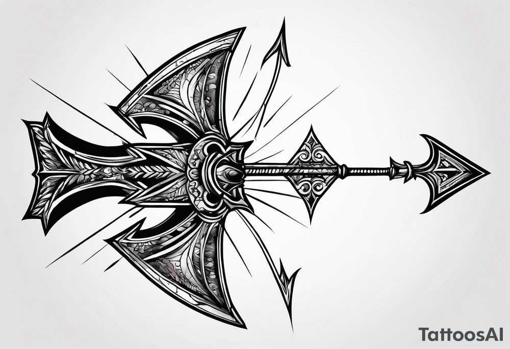 an arrow with only one drip of blood on the tip of it simple line art tattoo idea