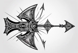 an arrow with only one drip of blood on the tip of it simple line art tattoo idea