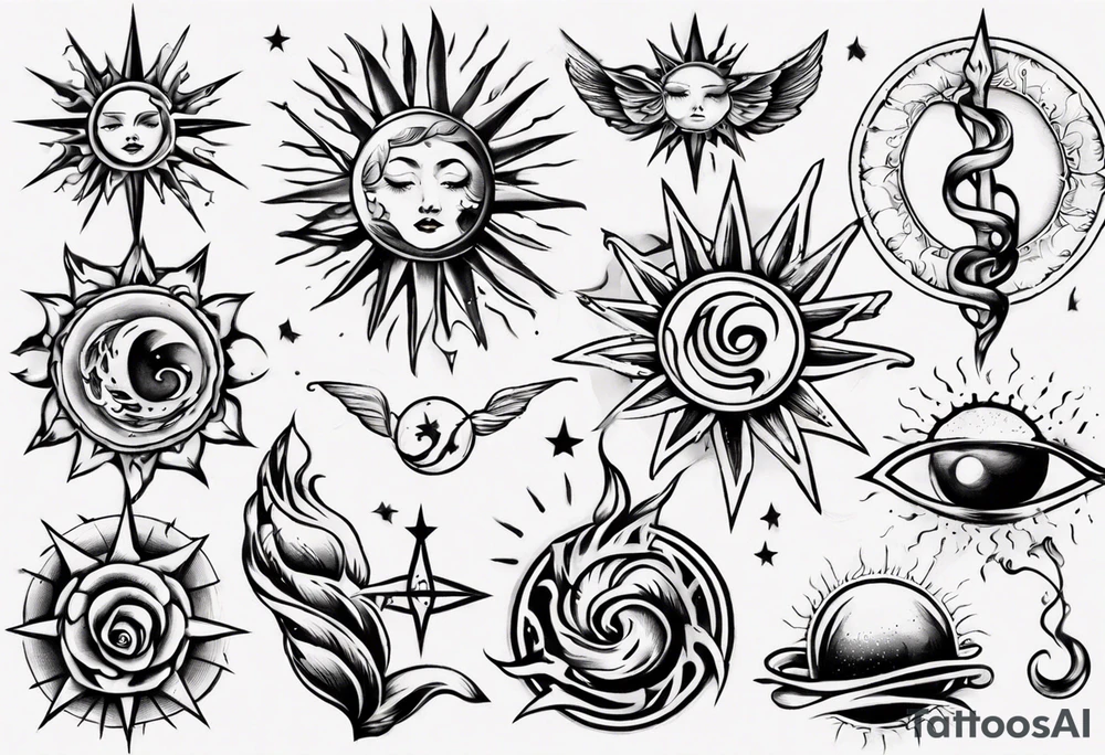Wasser Nymphe Sonne tattoo idea