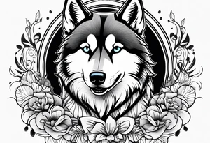 husky and water tattoo idea