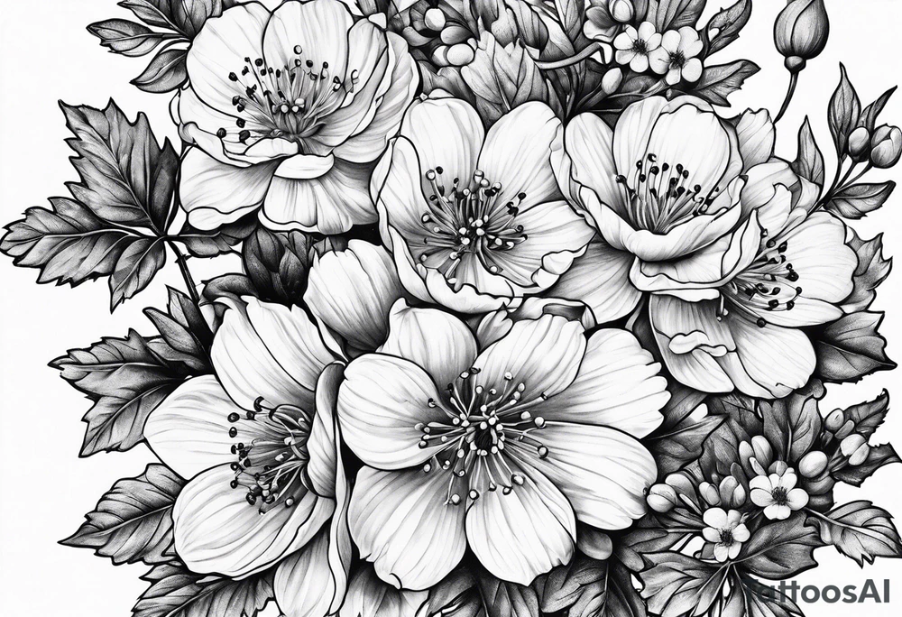 Hawthorn flowers tattoo idea