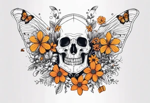 rib cage skeleton 
with flowers and butterflies
simple design minimal sketch tattoo idea