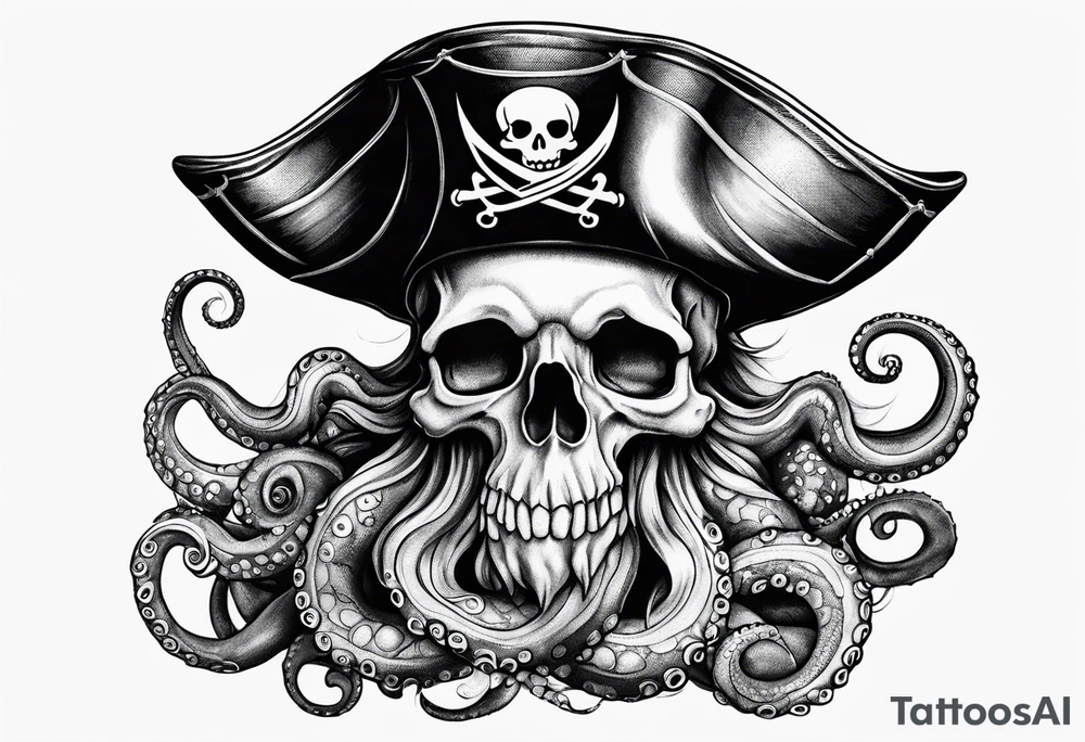 Pirate hat, octopus, snail tattoo idea