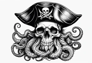 Pirate hat, octopus, snail tattoo idea