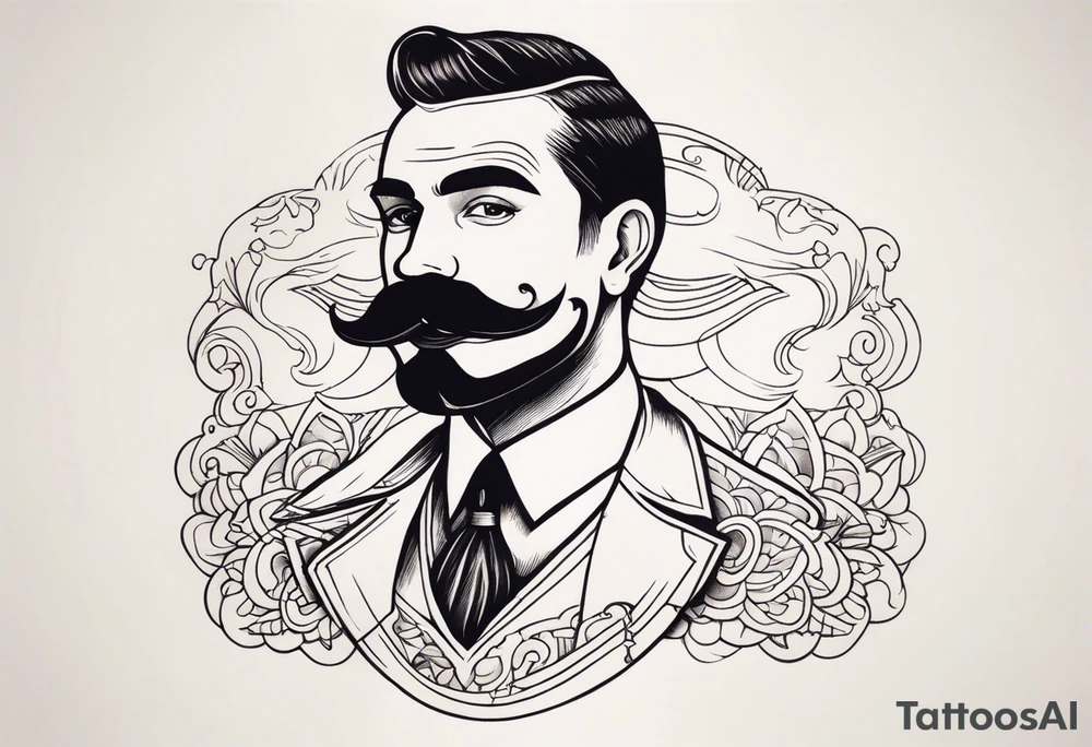 traditional tattoo of man with mustash tattoo idea