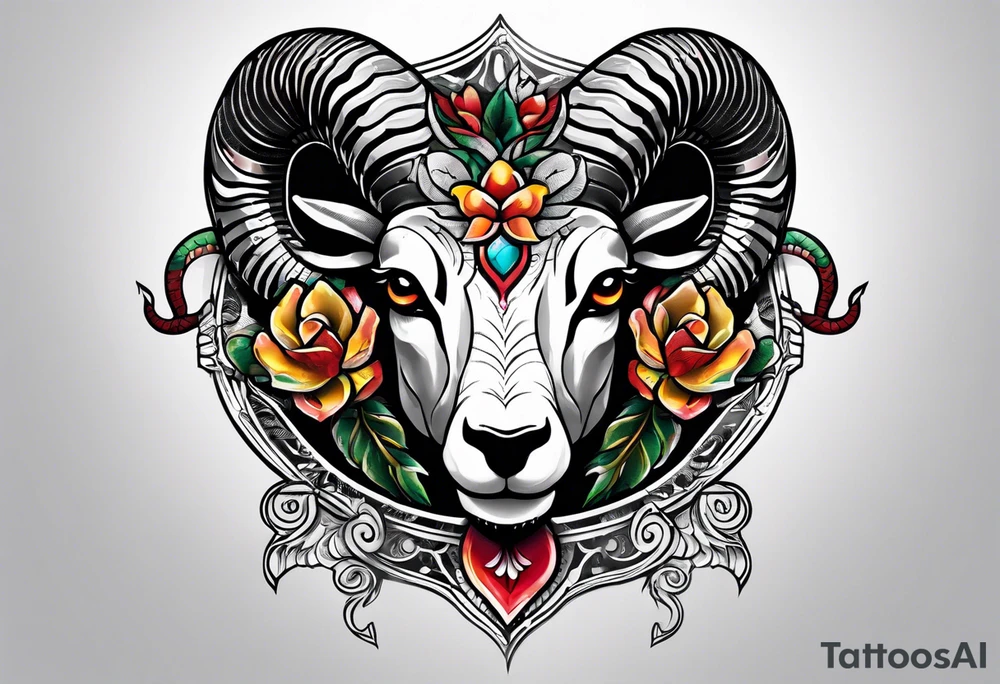 On the goat's head is a snake tattoo idea