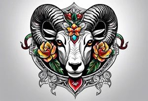 On the goat's head is a snake tattoo idea