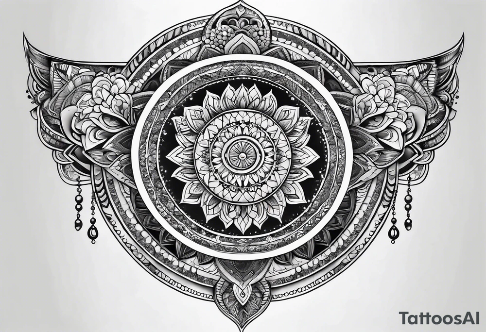 Mandala half moon tattoo idea