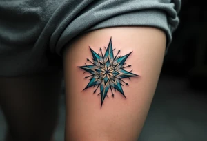 turquoise eight-pointed star tattoo brings peace, protection, and emotional healing. tattoo idea