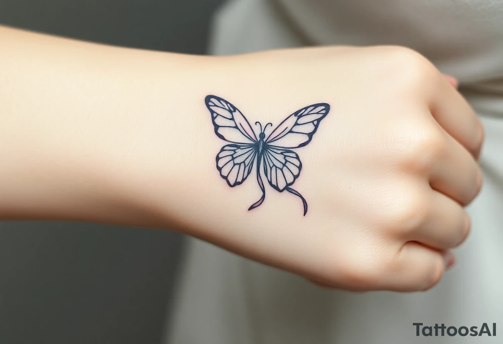 ethereal butterfly with flowing silk ribbons in moonlight tattoo idea