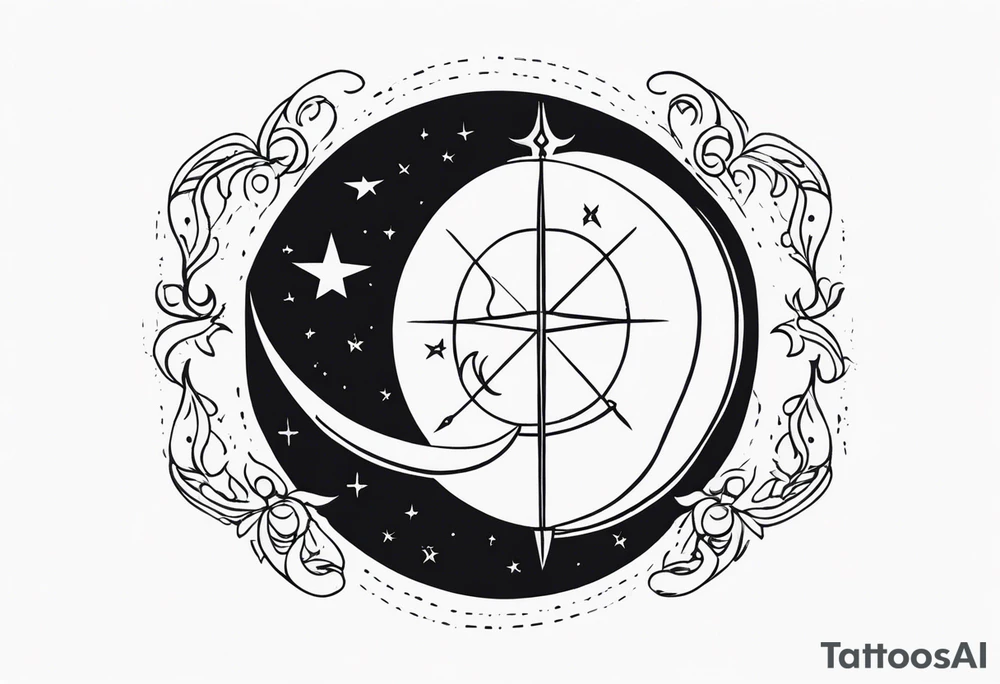 Sagittarius and moon tattoo idea